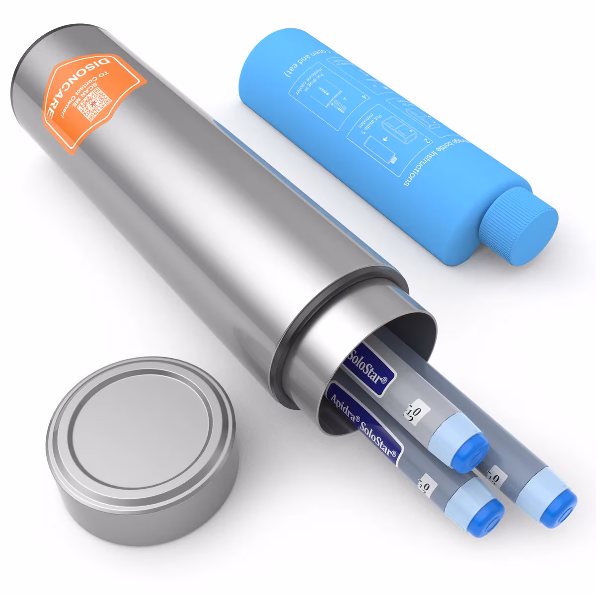 Termos portabil pentru insulina, capacitate 2-3 stilouri, DISONCARE ODYSSEY COMPACT, Silver Termos portabil pentru insulina, capacitate 2-3 stilouri, DISONCARE ODYSSEY COMPACT, Silver - imagine 1