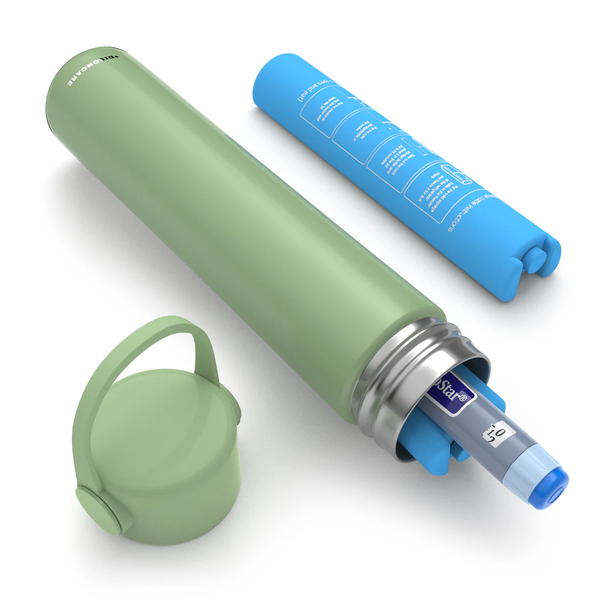 1_72c6a599-c8d5-411f-895f-a10f6b97be60 Termos portabil pentru insulina, capacitate 1 stilou, KEKHEALTH HOLIDAY, Apple Green - imagine 1