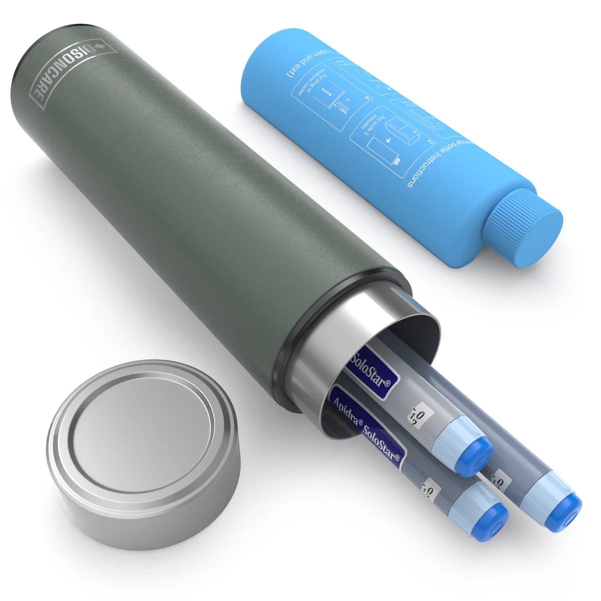 1 Termos portabil pentru insulina, capacitate 2-3 stilouri, DISONCARE ODYSSEY COMPACT, Jungle Green - imagine 1