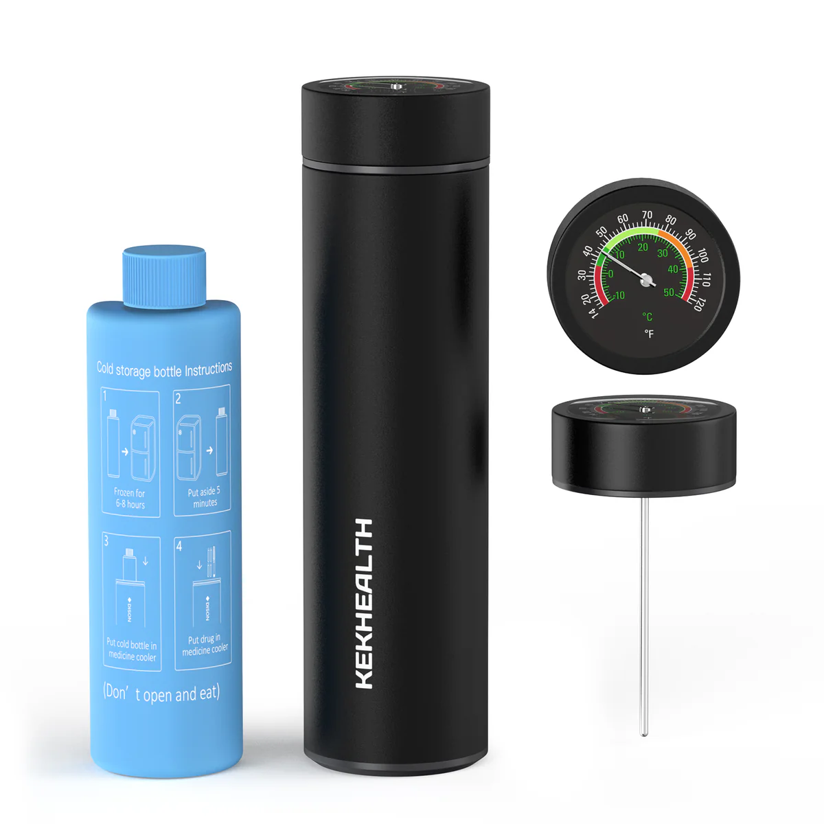 1_16433d8f-8d35-47b7-9a44-12bf627724ef Termos portabil pentru insulina, capacitate 2-3 stilouri, KEKHEALTH ODYSSEY Termometru Mecanic, Black - imagine 1