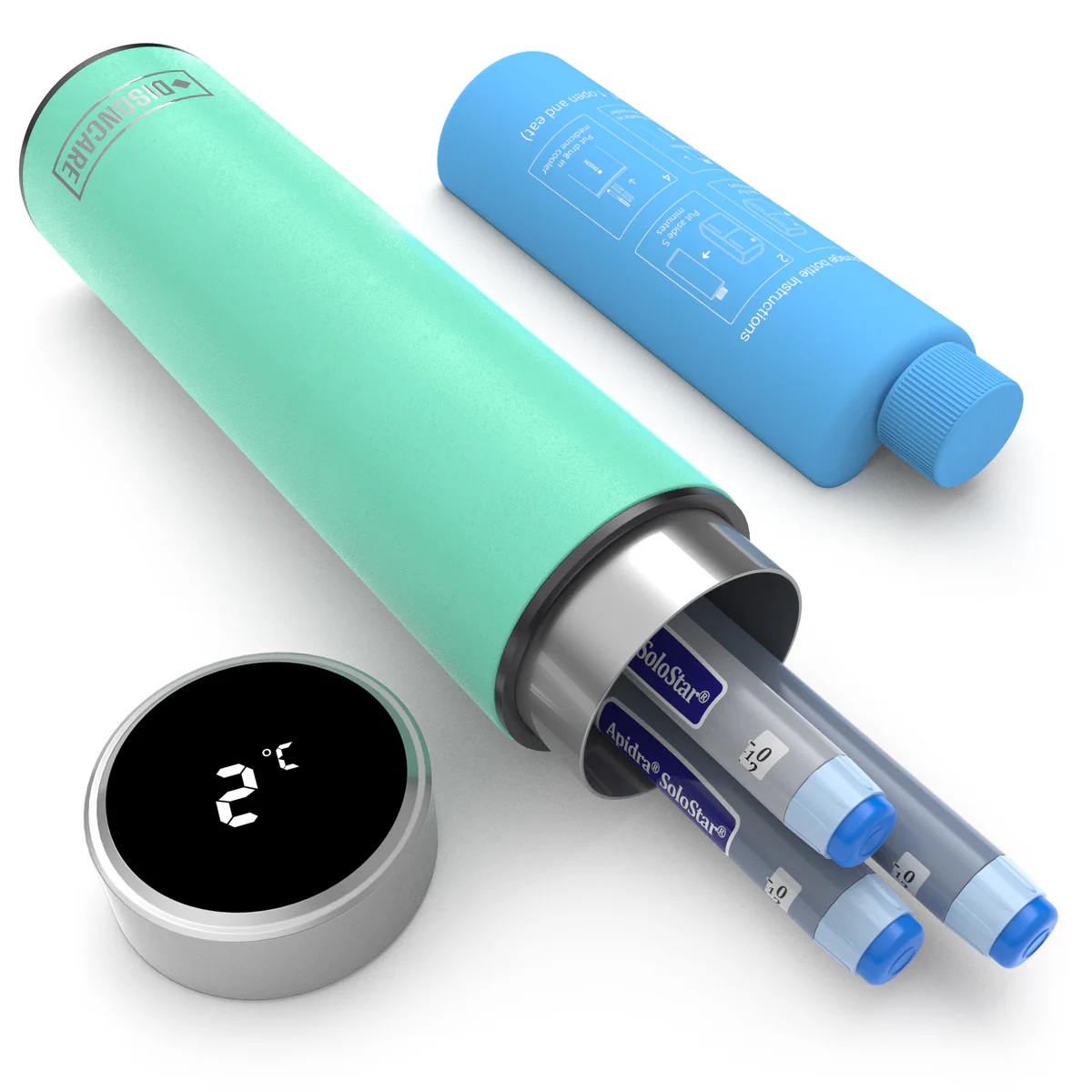 Termos portabil pentru insulina, capacitate 2-3 stilouri, DISONCARE ODYSSEY Smart, Seawater Cyan Termos portabil pentru insulina, capacitate 2-3 stilouri, DISONCARE ODYSSEY Smart, Seawater Cyan - imagine 1